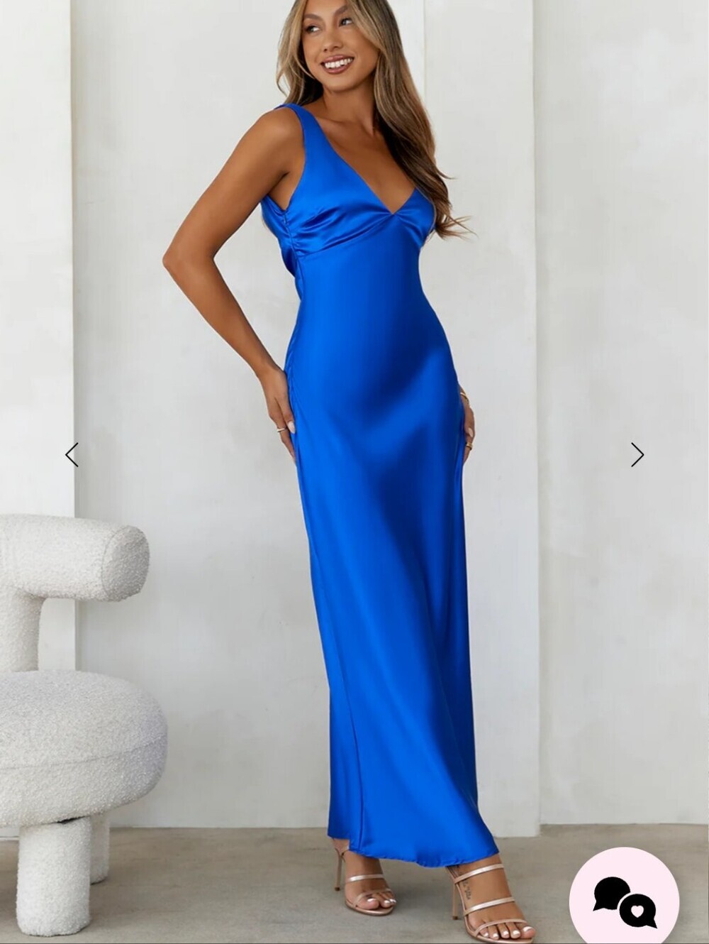 Hello Molly Womens Blue Fields Satin Maxi Dress. Sz 4 Fairy Whimsical Wedding - Picture 3 of 9